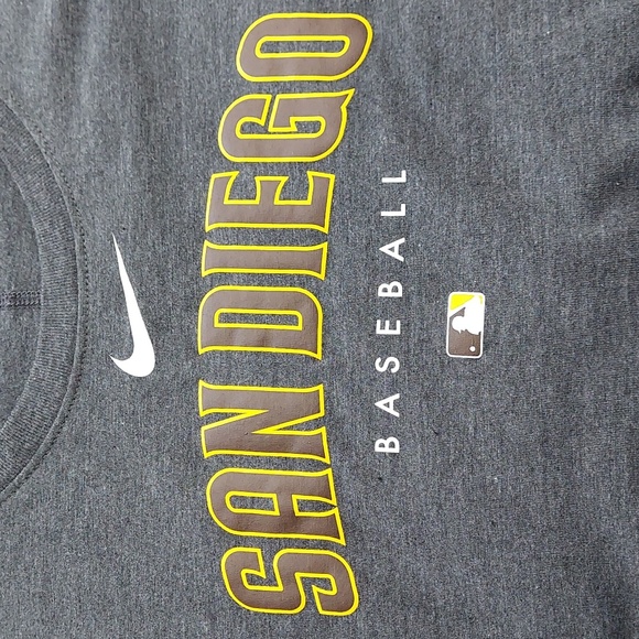 - Nike Gray San Diego Padres Baseball Tee with Gold Lettering, Size XL, Like New - Picture 2 of 8